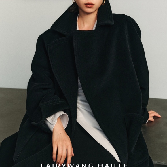 Gorgeous Wool Cashmere Black Coat - BRAND NEW - size S/M - Picture 6 of 16